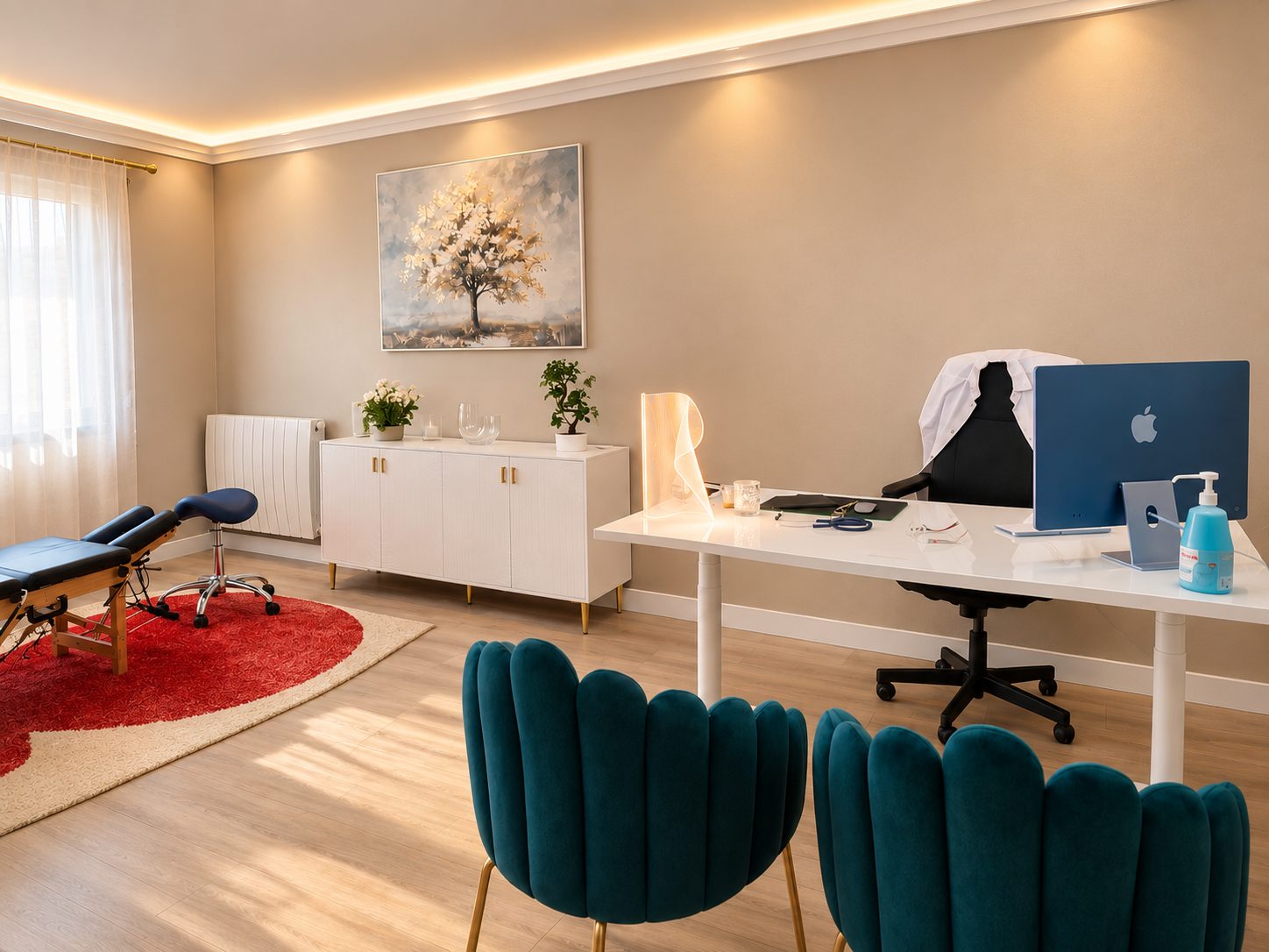 Salle d'examen du cabinet de chiropraxie Maison Vertébrale, Toulouse